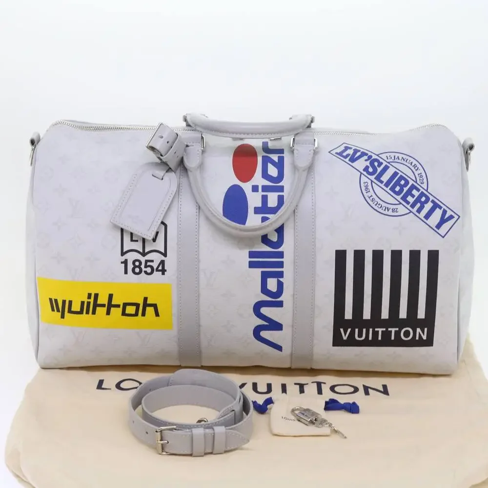 LOUIS VUITTON Monogram White Keepall Bandouliere 50 Bag M44643 - Picture 12 of 16